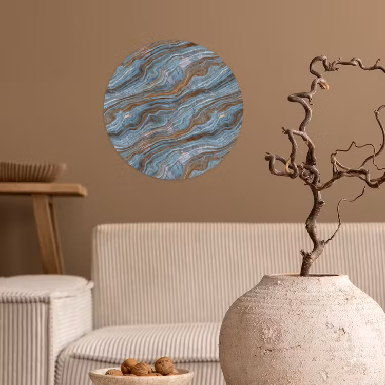 Patroon - Steen - Blauw Wandcirkel behangsticker klein 186 -sfeer1