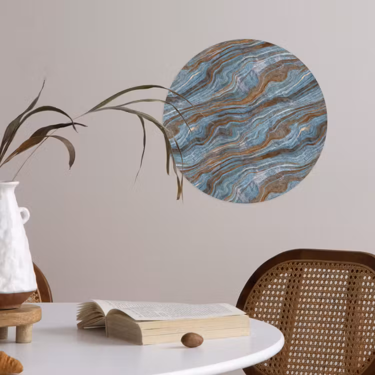 Patroon - Steen - Blauw Wandcirkel behangsticker klein 186 -sfeer3