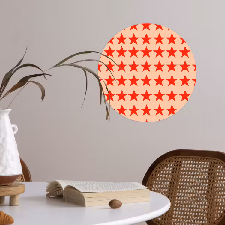 Patroon - Sterren - Rood Wandcirkel behangsticker klein 186 -sfeer3
