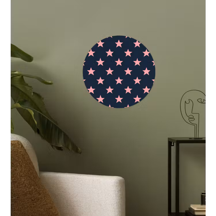 Patroon - Sterren - Roze Wandcirkel behangsticker klein 186 -sfeer2