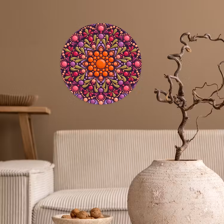 Patroon - Stippen - Abstract - Modern - Kleurrijk Wandcirkel behangsticker klein -sfeer1