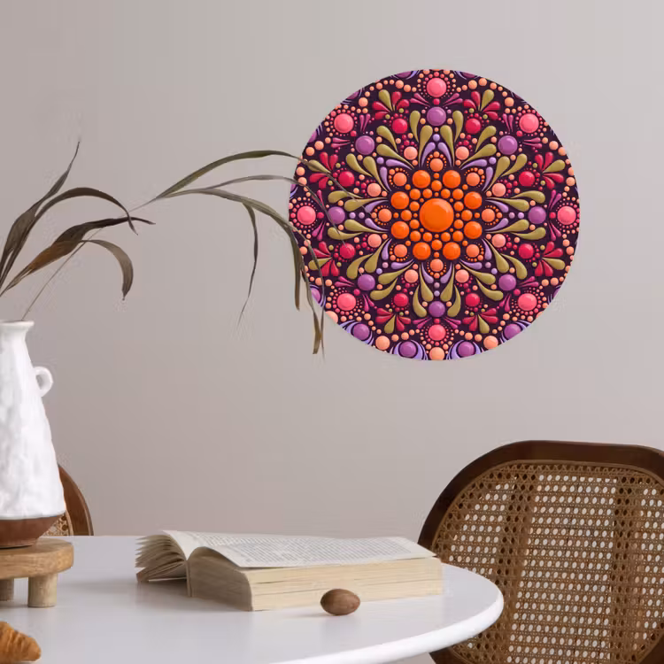 Patroon - Stippen - Abstract - Modern - Kleurrijk Wandcirkel behangsticker klein -sfeer3