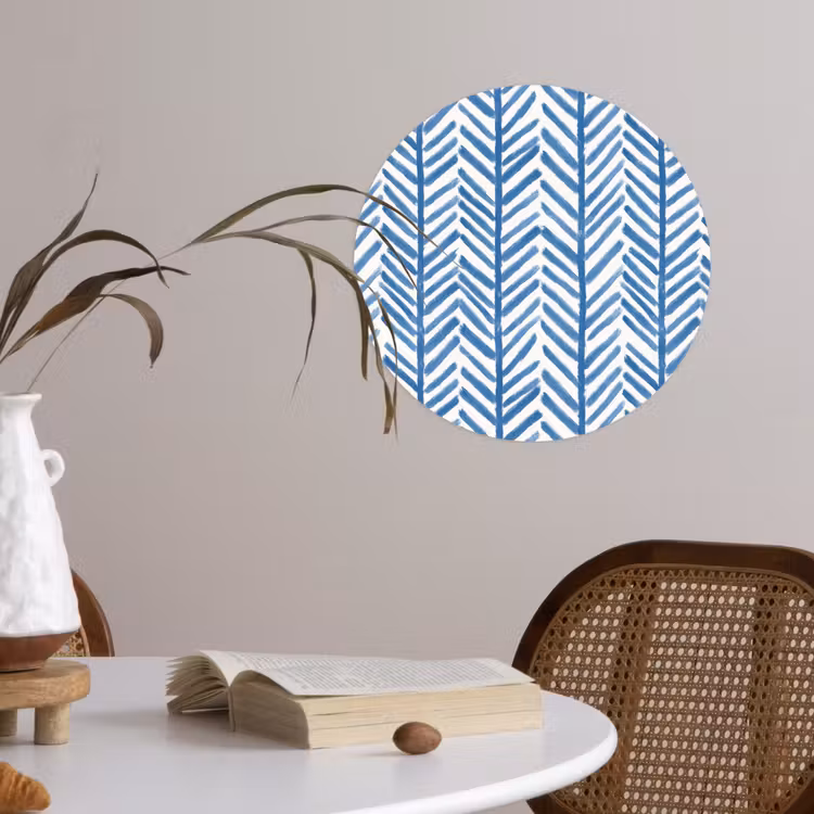 Patroon - Streep - Blauw Wandcirkel behangsticker klein 186 -sfeer3