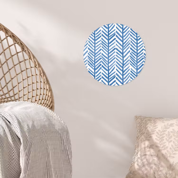 Patroon - Streep - Blauw Wandcirkel behangsticker klein 186 -sfeer4