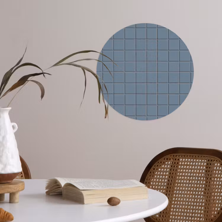Patroon - Tegel - Blauwgrijs Wandcirkel behangsticker klein 186 -sfeer3