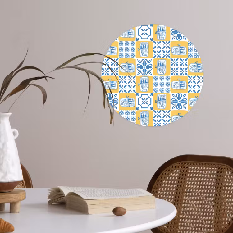 Zee - Geel - Blauw - Wit Wandcirkel behangsticker klein 186 -sfeer3