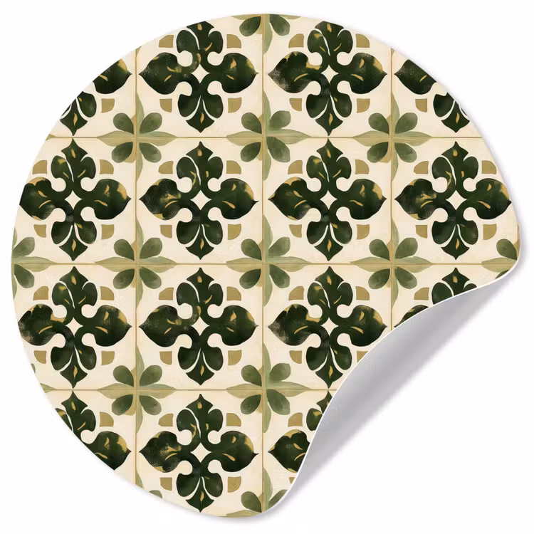 Patroon - Tegel - Groen Wandcirkel behangsticker klein 186 -3d