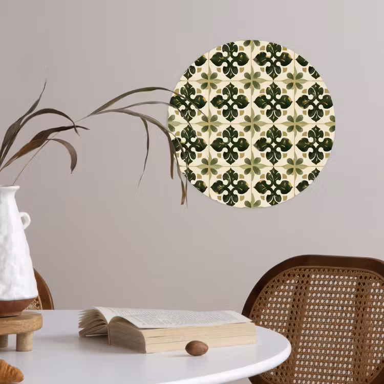 Patroon - Tegel - Groen Wandcirkel behangsticker klein 186 -sfeer3