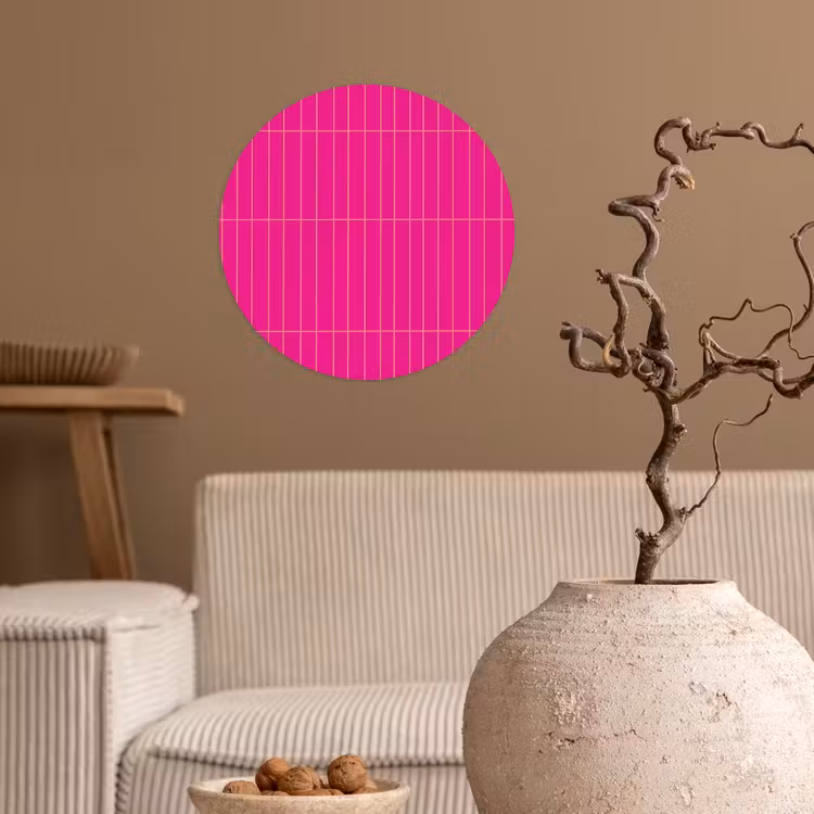 Patroon - Tegel - Magenta - Roze Wandcirkel behangsticker klein 186 -sfeer1