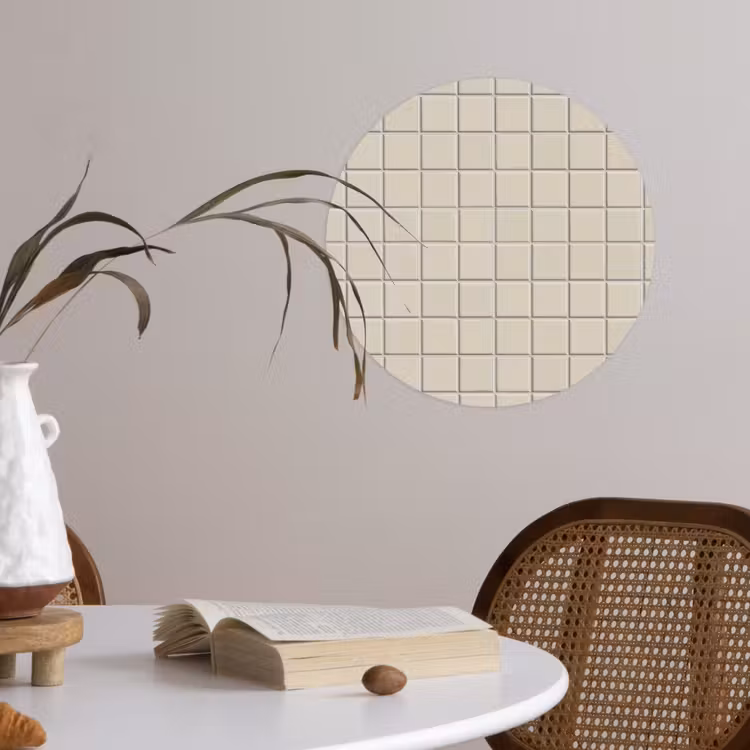 Patroon - Tegels - Taupe Wandcirkel behangsticker klein 186 -sfeer3