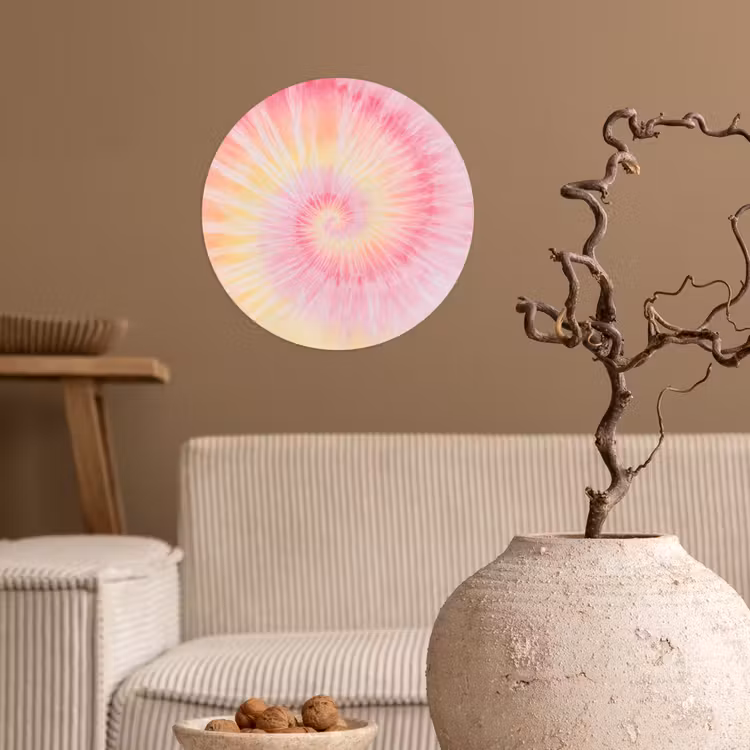 Patroon - Tie Dye - Pasteltinten - Roze Wandcirkel behangsticker klein -sfeer1
