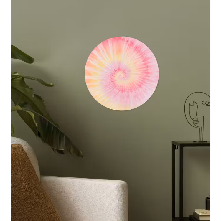 Patroon - Tie Dye - Pasteltinten - Roze Wandcirkel behangsticker klein -sfeer2