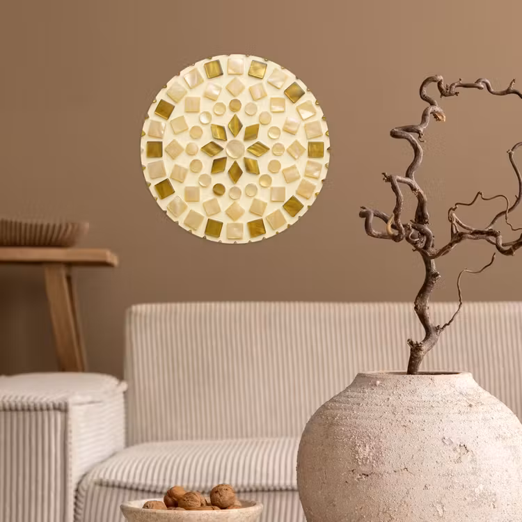 Patroon - Vormen - Mozaïek - Abstract - Goud Wandcirkel behangsticker klein -sfeer1