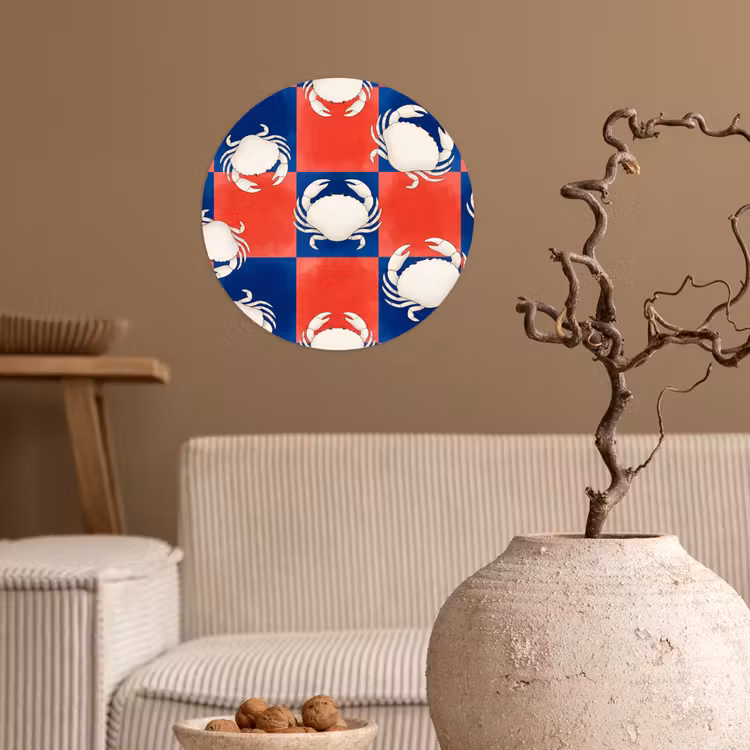 Patroon - Zeeleven - Rood - Blauw - Abstract Wandcirkel behangsticker klein -sfeer1