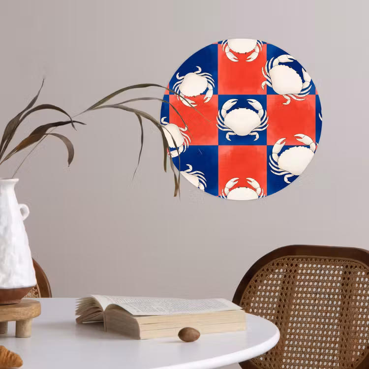 Patroon - Zeeleven - Rood - Blauw - Abstract Wandcirkel behangsticker klein -sfeer3