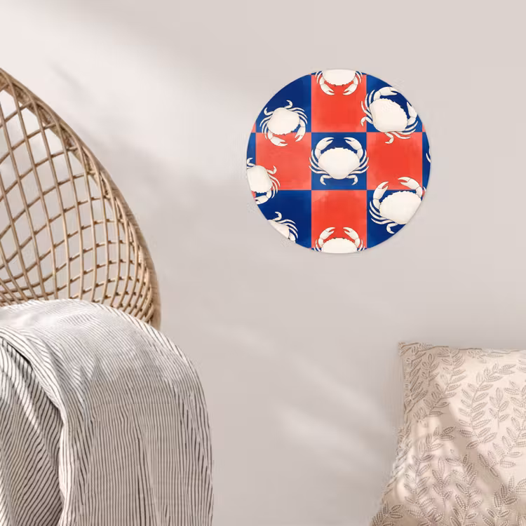 Patroon - Zeeleven - Rood - Blauw - Abstract Wandcirkel behangsticker klein -sfeer4