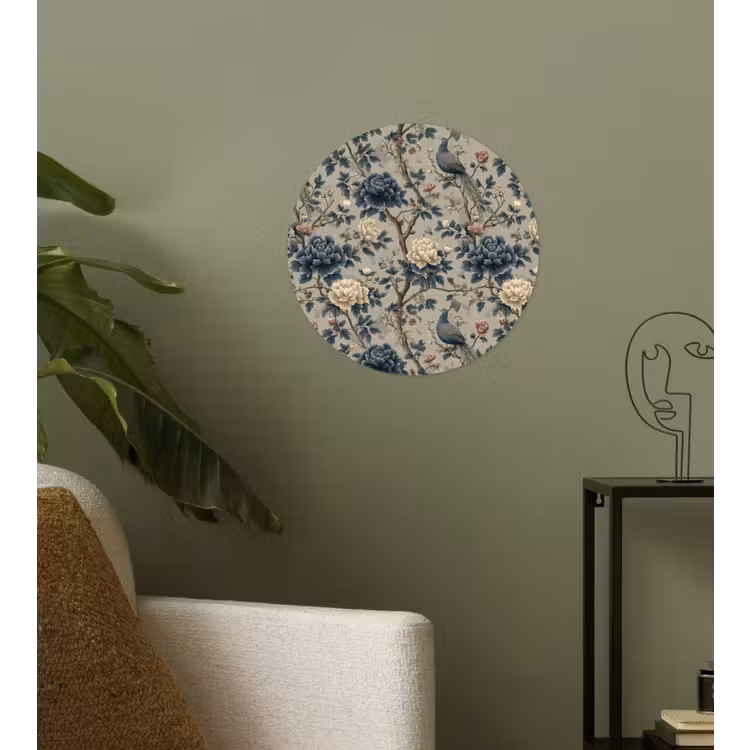 Pauw - Bloemen - Blauw Wandcirkel behangsticker klein 186 -sfeer2