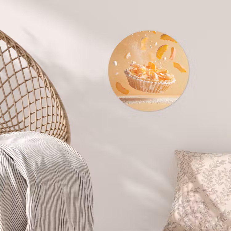 Peach - Eten - Taart - Oranje Wandcirkel behangsticker klein -sfeer4