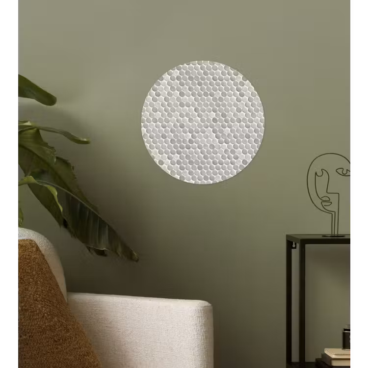 Penny - Mozaïek - Lichtgrijs Wandcirkel behangsticker klein 186 -sfeer2