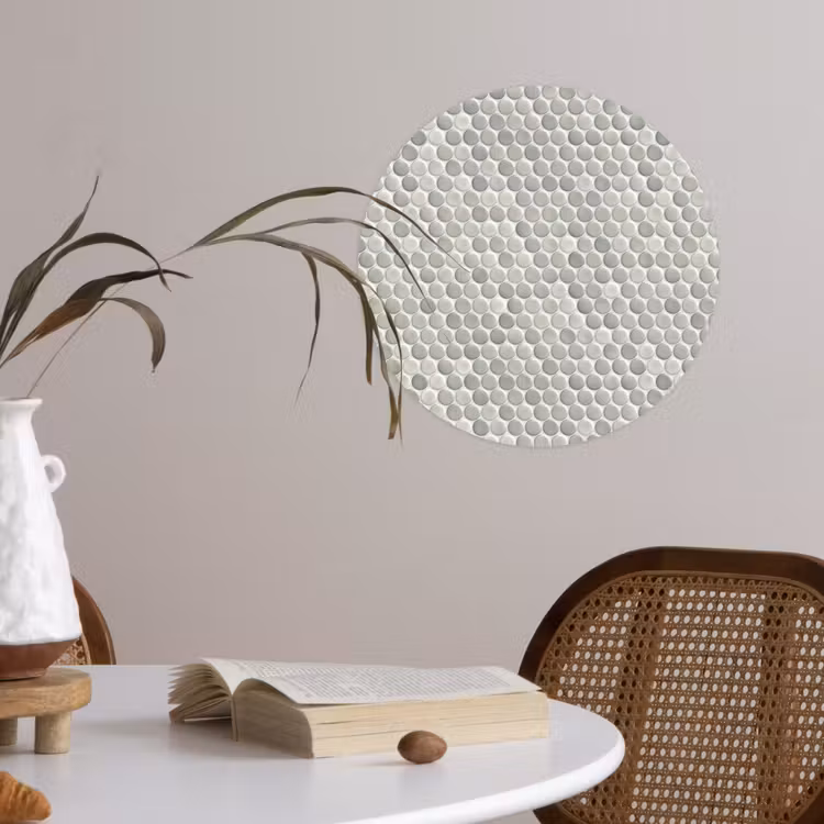 Penny - Mozaïek - Lichtgrijs Wandcirkel behangsticker klein 186 -sfeer3