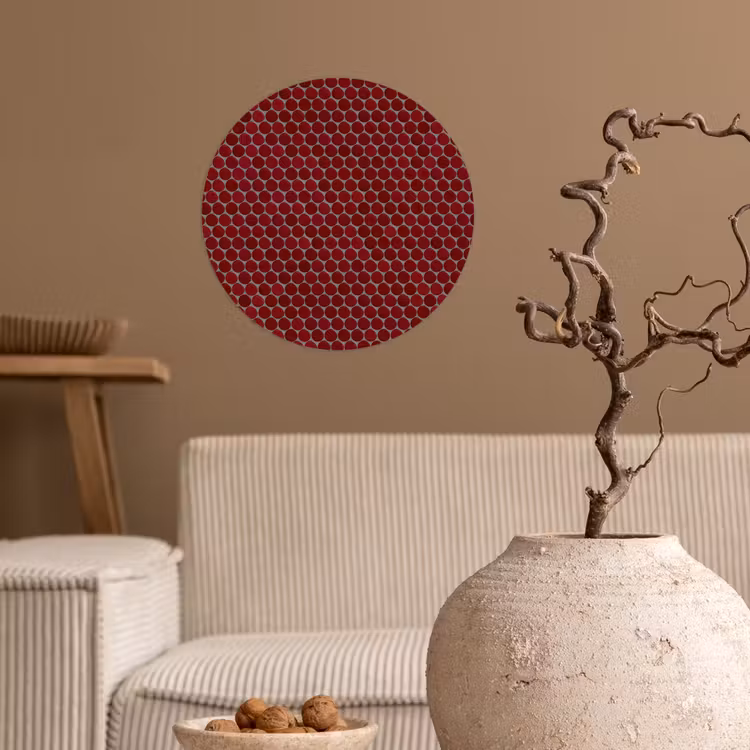Penny - Mozaïek - Rond - Rood Wandcirkel behangsticker klein 186 -sfeer1