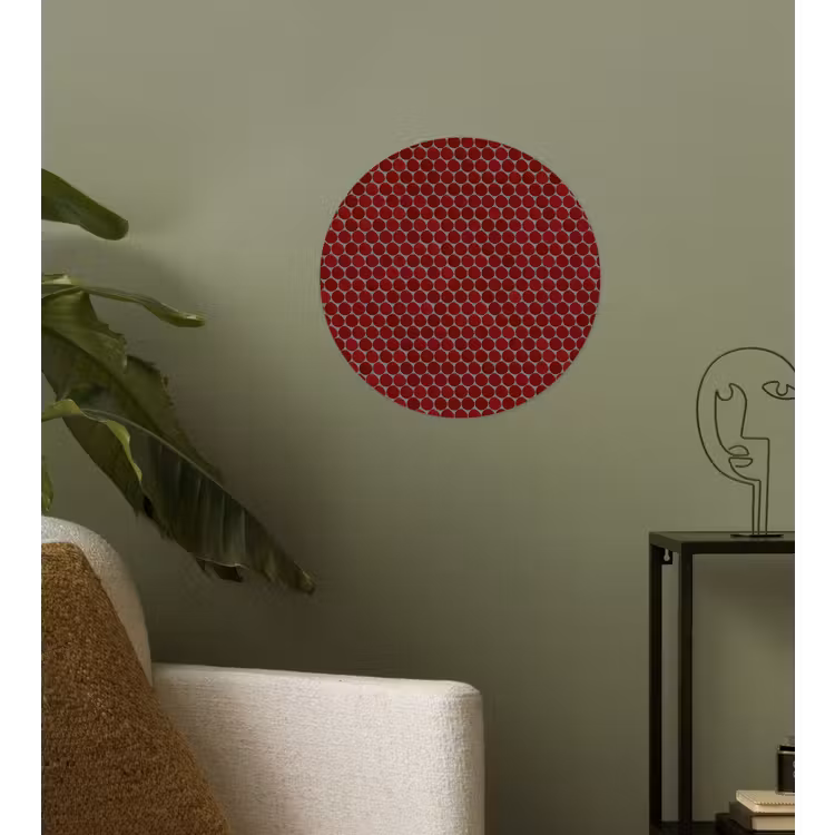 Penny - Mozaïek - Rond - Rood Wandcirkel behangsticker klein 186 -sfeer2