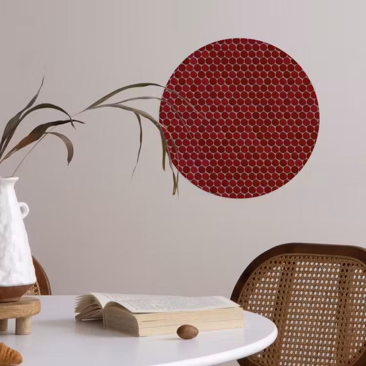 Penny - Mozaïek - Rond - Rood Wandcirkel behangsticker klein 186 -sfeer3