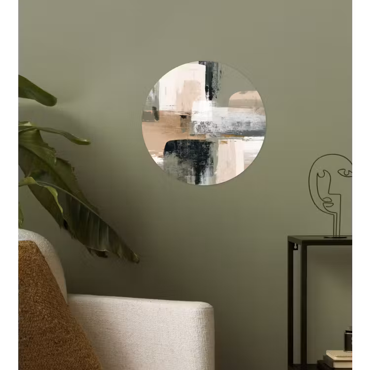 Penseelstreken - Abstract - Aardetinten Wandcirkel behangsticker klein -sfeer2