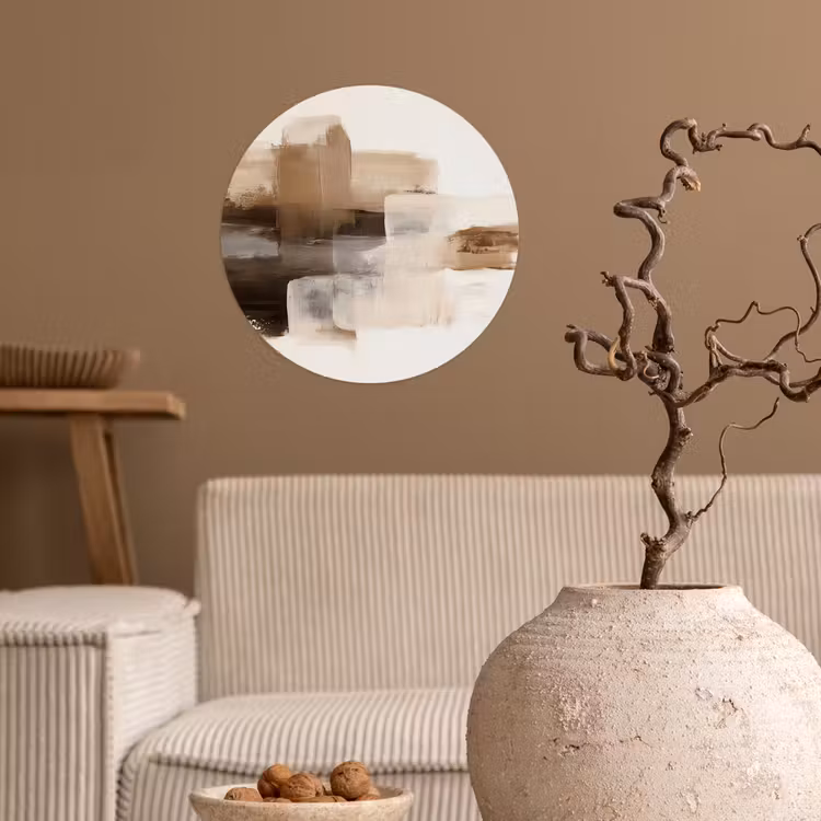 Penseelstreken - Abstract landschap - Rust Wandcirkel behangsticker klein -sfeer1