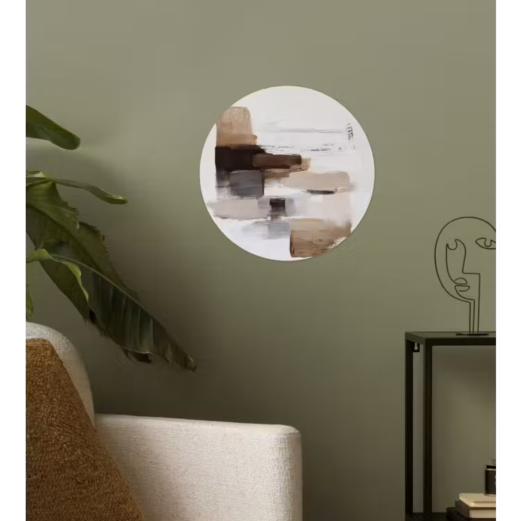 Penseelstreken - Balans - Beige - Bruin Wandcirkel behangsticker klein -sfeer2