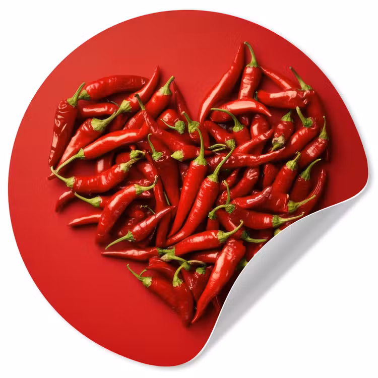 Pepers - Rood - Hart Wandcirkel behangsticker klein -3d