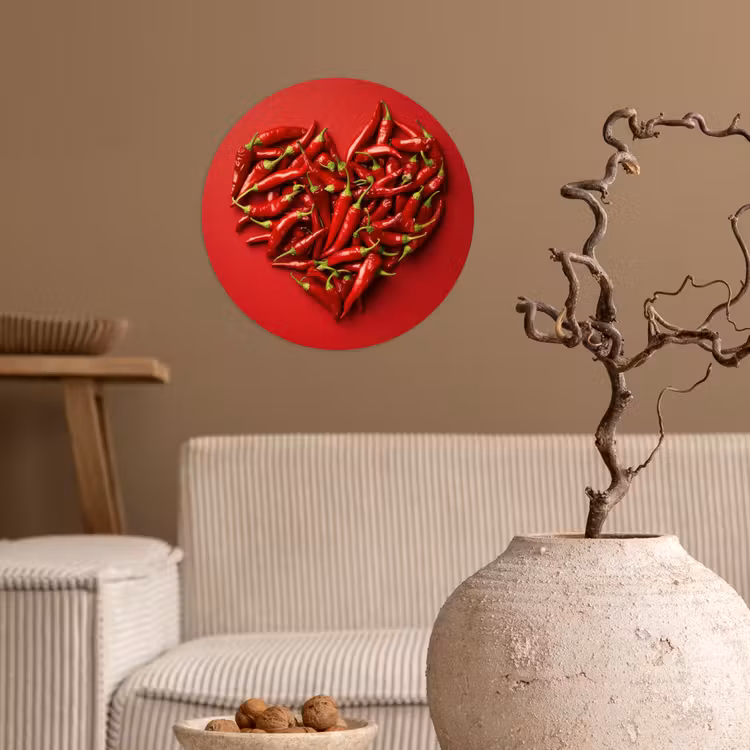 Pepers - Rood - Hart Wandcirkel behangsticker klein -sfeer1