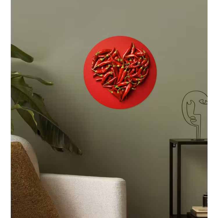 Pepers - Rood - Hart Wandcirkel behangsticker klein -sfeer2