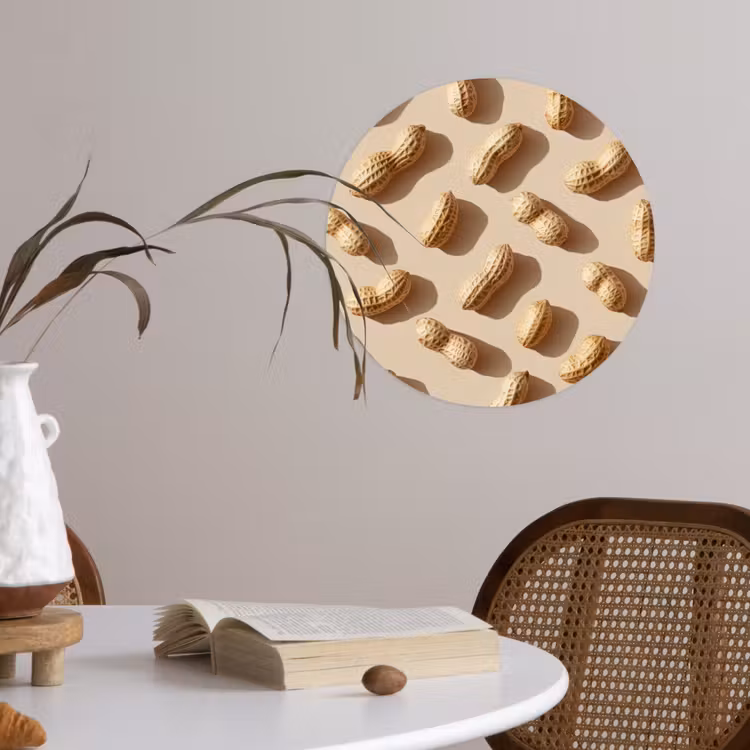 Pinda's - Patroon - Beige Wandcirkel behangsticker klein -sfeer3