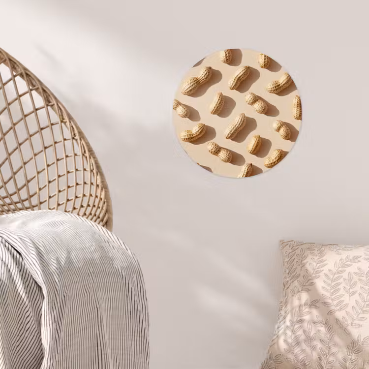 Pinda's - Patroon - Beige Wandcirkel behangsticker klein -sfeer4