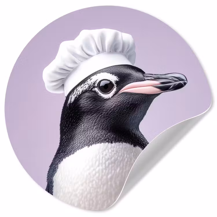 Pinguïn - Koksmuts - Lief - Paars Wandcirkel behangsticker klein -3d