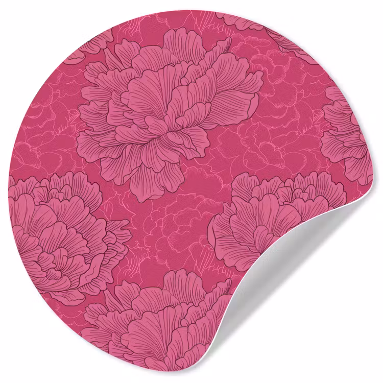 Pioenrozen - Energiek - Roze Wandcirkel behangsticker klein 186 -3d