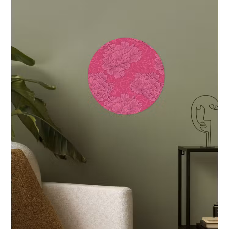 Pioenrozen - Energiek - Roze Wandcirkel behangsticker klein 186 -sfeer2