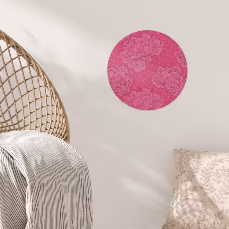 Pioenrozen - Energiek - Roze Wandcirkel behangsticker klein 186 -sfeer4