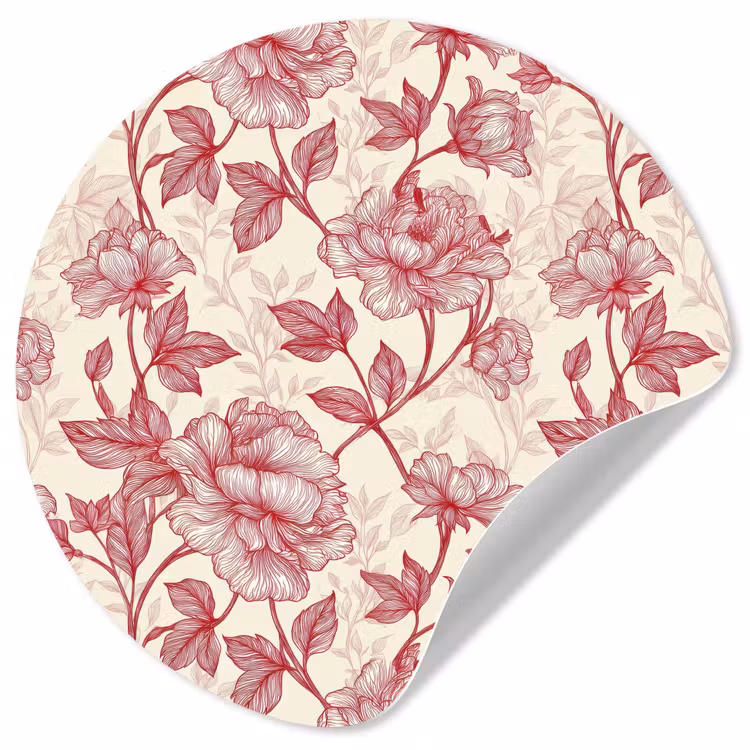 Pioenrozen - Modern - Rood Wandcirkel behangsticker klein 186 -3d