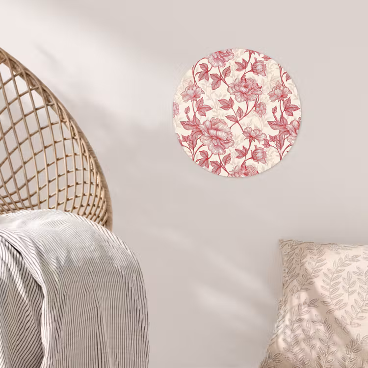 Pioenrozen - Modern - Rood Wandcirkel behangsticker klein 186 -sfeer4