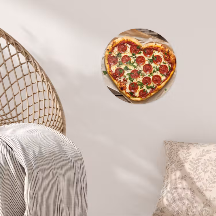 Pizza - Hart - Pepperoni - Tomaat Wandcirkel behangsticker klein -sfeer4