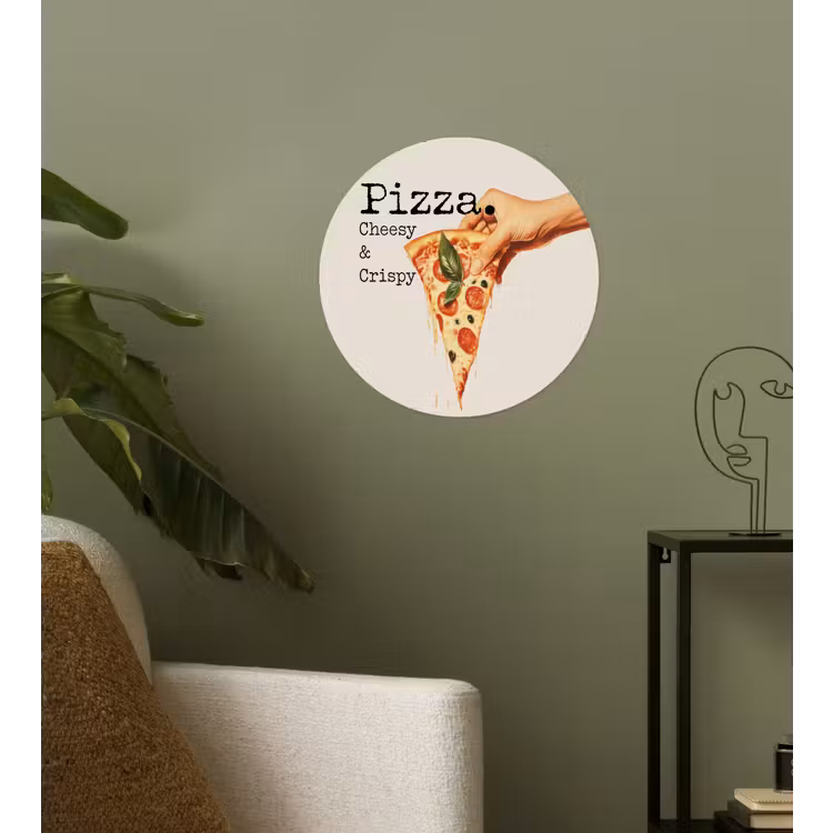 Pizza - Kaas - Pepperoni Wandcirkel behangsticker klein -sfeer2