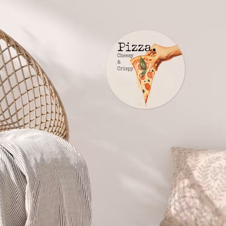 Pizza - Kaas - Pepperoni Wandcirkel behangsticker klein -sfeer4