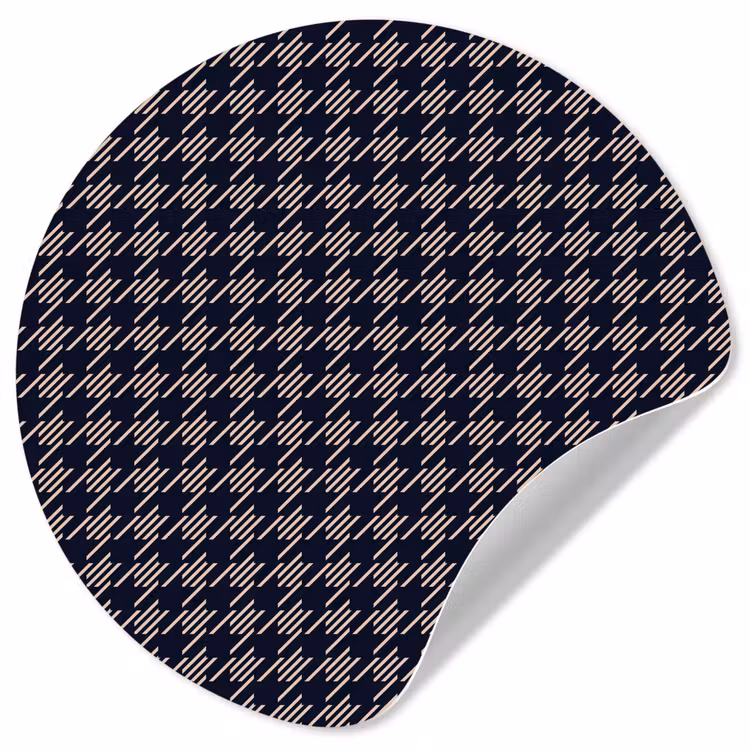 Plaid - Patroon - Ruit - Blauw Wandcirkel behangsticker klein 186 -3d