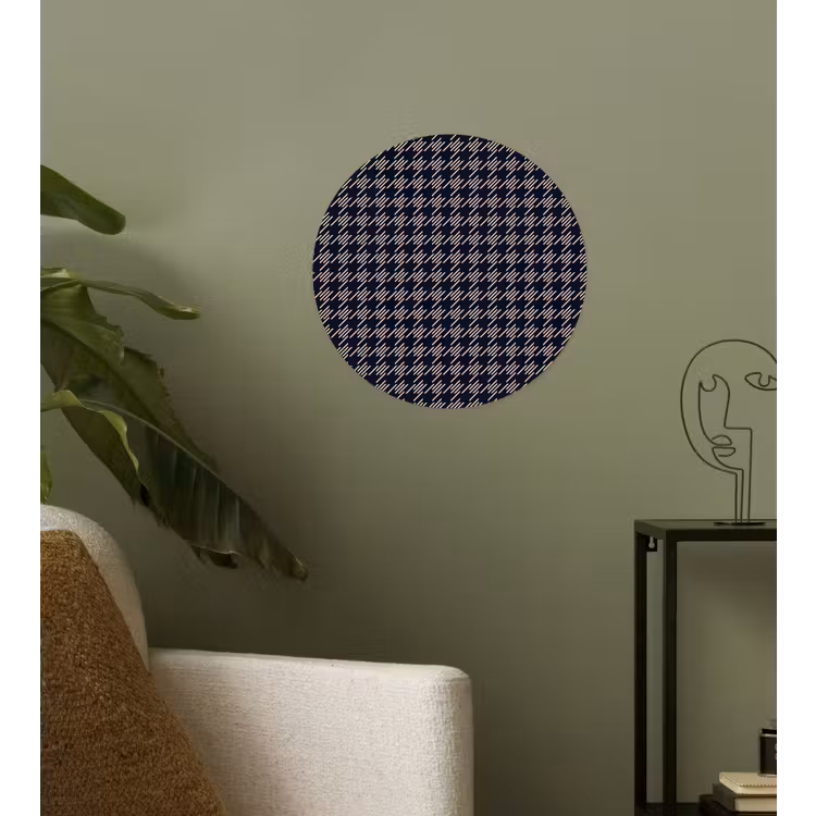 Plaid - Patroon - Ruit - Blauw Wandcirkel behangsticker klein 186 -sfeer2
