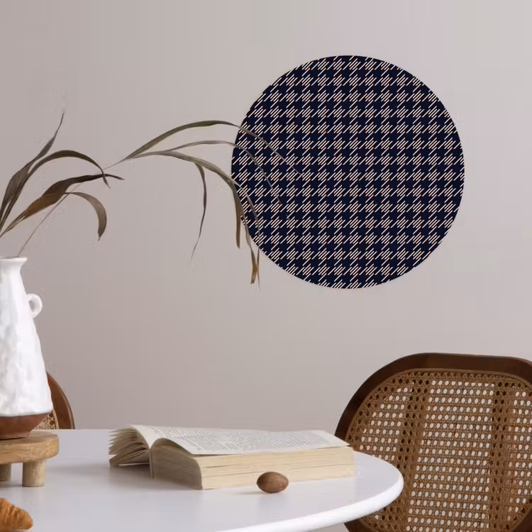 Plaid - Patroon - Ruit - Blauw Wandcirkel behangsticker klein 186 -sfeer3