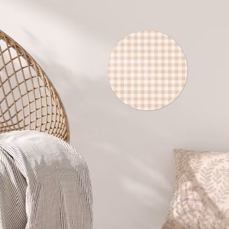 Plaid - Patroon - Vierkant - Beige Wandcirkel behangsticker klein 186 -sfeer4