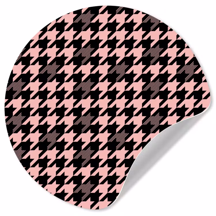 Plaid - Patroon - Zwart - Roze Wandcirkel behangsticker klein 186 -3d
