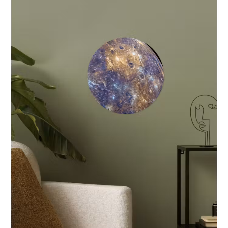 Behangcirkel - Planeet - Kraters - Ruimte - Planeet - Kraters - Ruimte Wandcirkel behangsticker klein